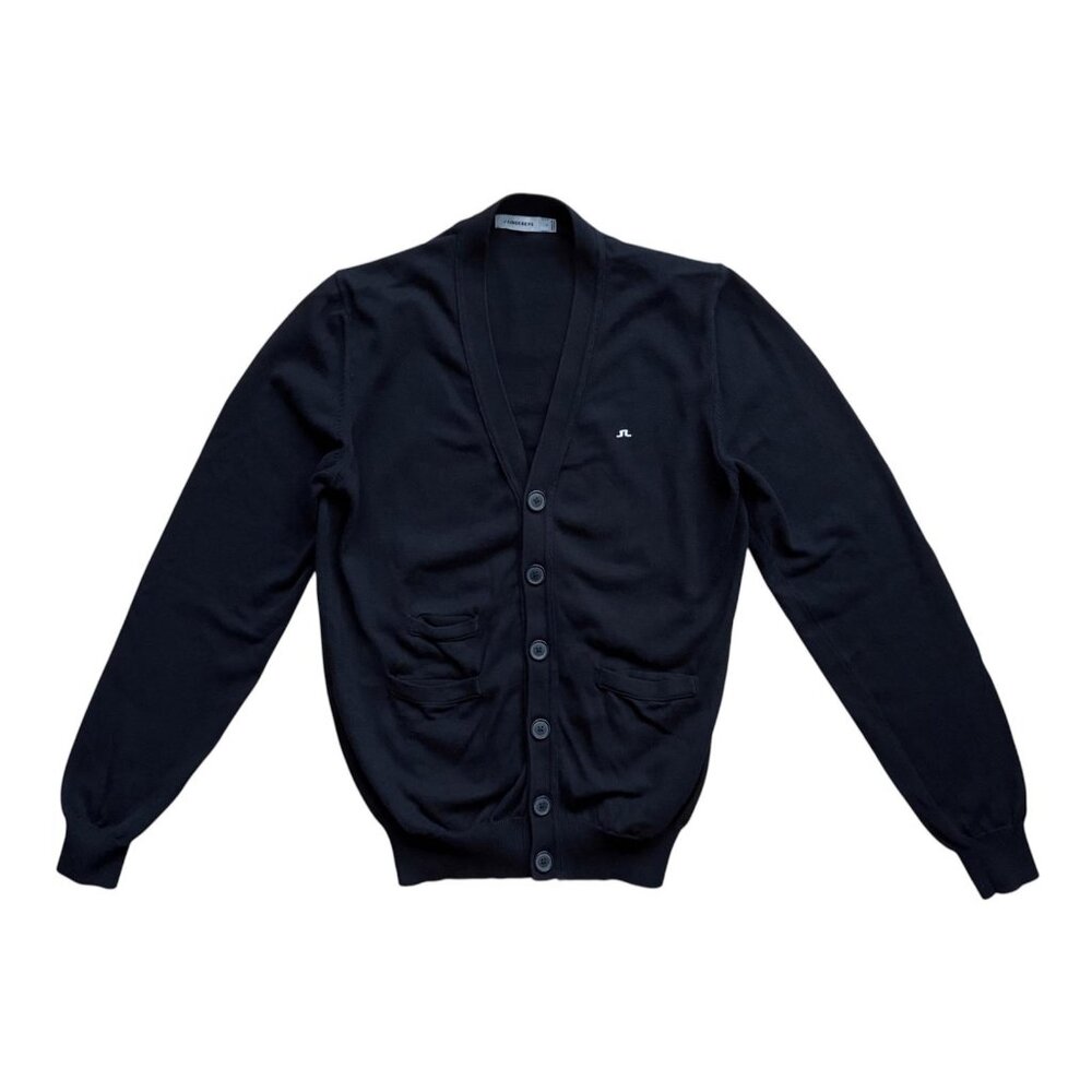 J.Lindeberg Cotton V-Neck Cardigan | Size S | Black